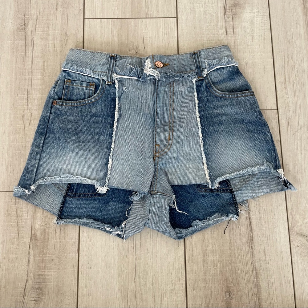 10. Revice Patchwork Denim Shorts